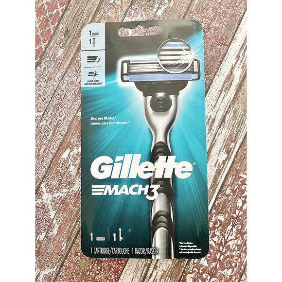 Gillette Mach 3 Mens Razor 1 Cartridge 1 Handle Lubricant Strip Travel Size NEW - Picture 1 of 6